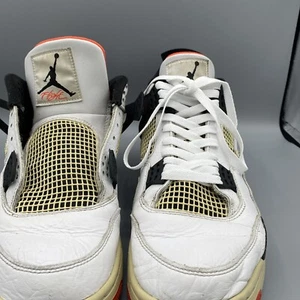 NIKE Air Jordan: 4 Retro Flight Nostalgia White Crimson 308497-116 w/Extra laces - Picture 1 of 8