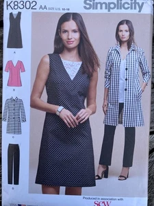 Simplicity Sewing Pattern K8302 Misses' Dress or Tunic, Pants & Coat Size 10-18 - Picture 1 of 2