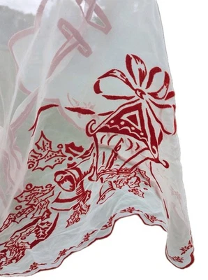 Vtg MCM 1950s Sheer Red Velvet Flocked (Both Sides) Christmas Half Apron  - Изображение 1 из 4