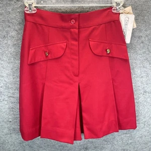 Vtg NOS Carlisle/Sport A-line Red "Rouge" Pleated Wool Shorts Sz 6 Gold Buttons - Picture 1 of 6