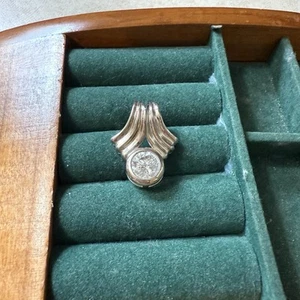 Kühn Sterling Silber Runde Zirkonia Schieber Anhänger Verstärker für Halskette. - Bild 1 von 2