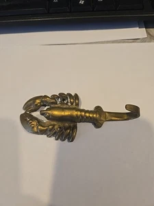 Vintage Brass Lobster Wall Key Hook Bathroom Towel Kitchen PotHolder 4" - Picture 1 of 4
