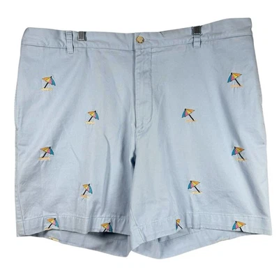 Pantalones Cortos Chinos Orvis Para Hombre 44W Azul Bordado Paraguas de Playa AOP Preppy 6" Entrepierna Foto 1 de 4