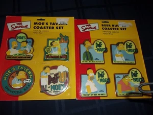 THE SIMPSONS HOMER SIMPSON NEW 2003 LOT coasters set 2 MOES TAVERN BEER BUDS - Picture 1 of 2