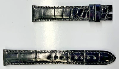 Correa de reloj de cocodrilo genuina negra de 16 mm - EE. UU. Foto 1 de 3