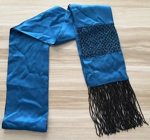 Banana Republic 100% Silk Scarf Beaded Blue Dressy Holiday Long NEW w/o Tags! - Picture 1 of 14