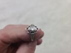 STERLING SILVER RING  WHITE STONE  SIZE  8.5  VERY  NICE   (r)