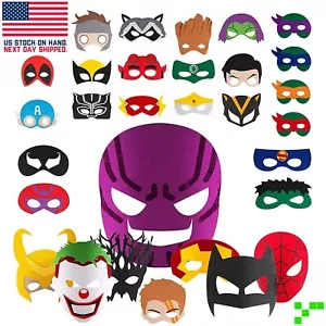 Comic Superhero Felt Masks Party Favors Cosplay Toy Kids 30pc HUGE Variety Play - Picture 1 of 4