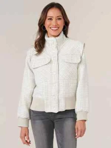 Democracy Bomber Jacket Long Flange Shoulder Front Patch Pocket Sz Medium NWT - Picture 1 of 9