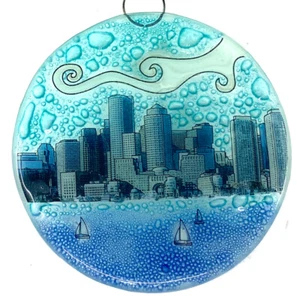Boston Skyline Decorazione Albero di Natale - Art Glass Light Catcher - Foto 1 di 5