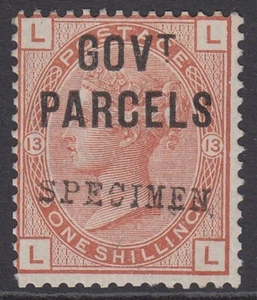 SG O64 1/- GOVT parcels plate 13, overprinted specimen type 9. Very lightly... - Picture 1 of 1