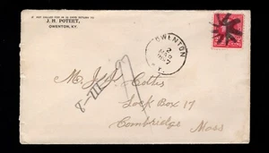 Fancy Cancel Socked On Nose 2c Washington Owenton New York 1897 Cover c - Picture 1 of 3