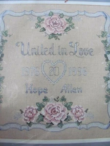 Vintage Sunset Counted Cross Stitch Kit Rose Anniversary Record Sealed Package - Picture 1 of 7