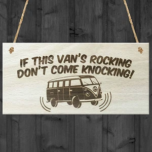 If Vans Rocking Dont Come Knocking Wooden Hanging Plaque VW Camper Van Sign Gift - Picture 1 of 2