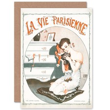 La Vie Parisienne Post War Christmas Magazine Cover Blank Greeting Card