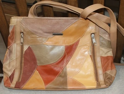 Bolso de Hombro de Colección para Mujer Cartera Cuero Retazos Doble Correa Cremallera por Stefano Foto 1 de 3