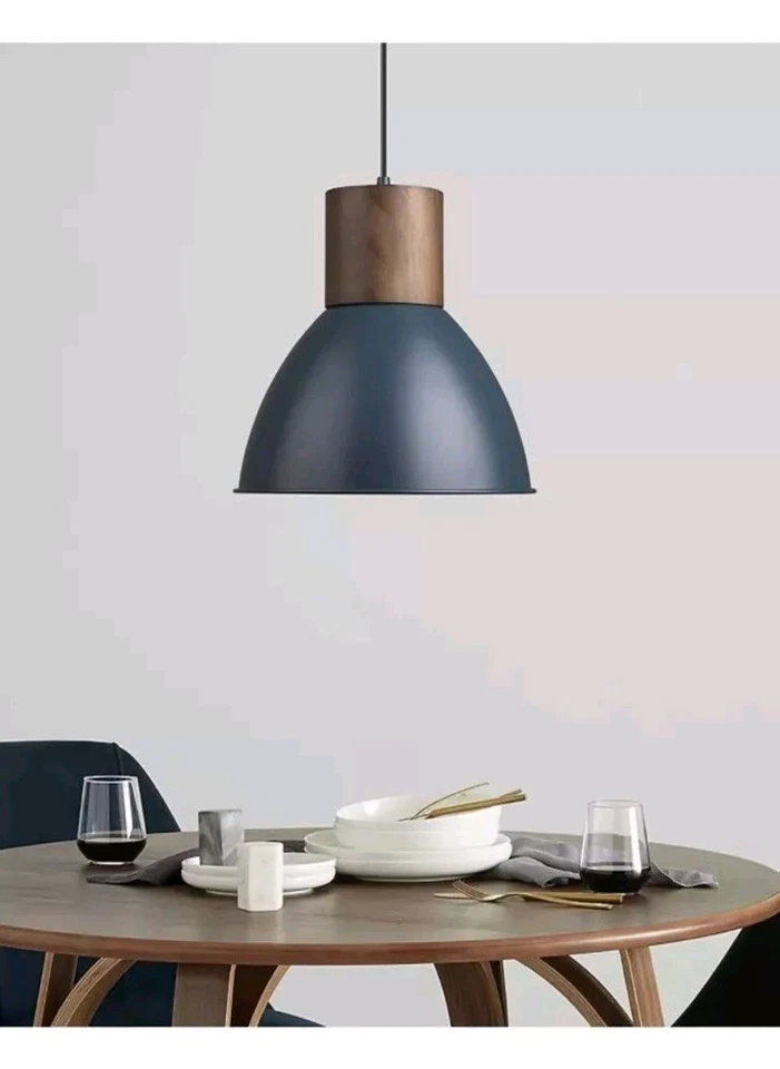 实木金属吊坠灯厨房岛悬挂 11.6 英寸绿色 Mancave  — 第 1/4 张图片