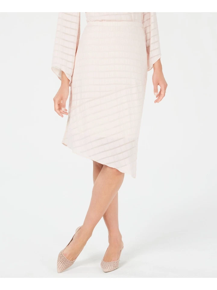 Alfani Skirt Striped Pointed Hem Pink Textured Sz 4 385