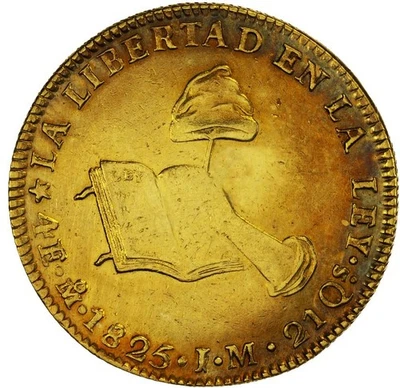 México 4 Escudos Mo 1825 J.M. Casa de la Moneda de México, KM# 381.6 Foto 1 de 2