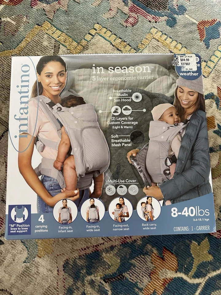 Infantino in Season 5 Layer Ergonomic Carrier Gray 8 to 40lbs 4 Position