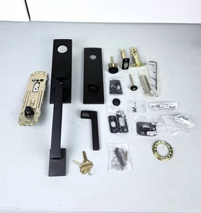 Baldwin EE.SEAxSQU.R.CQE Seattle One Piece Single Cylinder Handleset - Black - Picture 1 of 6