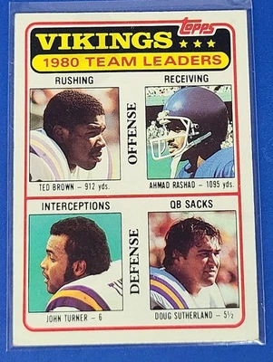 1981  Topps TL #432 Ted Brown / Ahmad Rashad Vikings Football Card v - Image 1 of 2