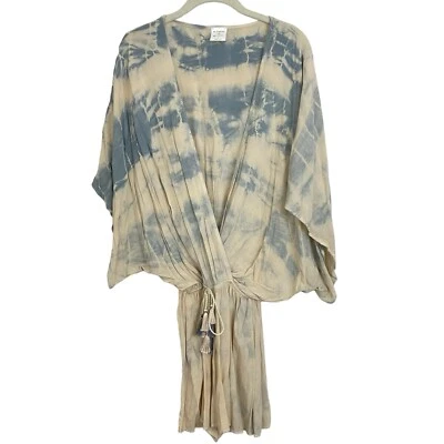 Mameluco Colección By Together Talla Grande Azul Beige Tie Dye Kimono Mangas Cortas Foto 1 de 4