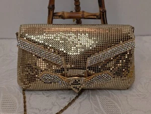 Kate Landry Abendtasche Gold Mesh Strass verziert mit Kettenriemen Hochzeit - Bild 1 von 14