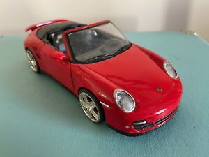 Motor Max 7” PORSCHE 911 TURBO CABRIOLET Diecast Toy MODEL 1:24 Car RED No:73348
