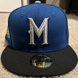 MLB New Era Milwaukee Brewers County Stadium "9-5" Fitted Hat Bright Royal 7 1/4 - Picture 1 of 7