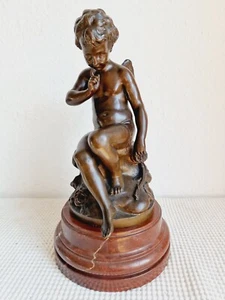 Bronze Skulptur Antik Signiert  Falconet  " Der mahnende Amor" Ziseliermarke  - Bild 1 von 11