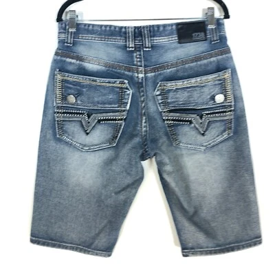 1738 Dynasty Mens Shorts Denim Size 30 Blue Bermuda Cotton Distressed Faded - Image 1 of 4