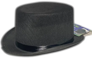 Adult STIFF FELT BLACK TOP HAT Formal Magician Magic Prop Clown Costume Cap Punk - Picture 1 of 8