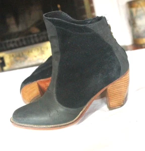 J Zapato Occidental Tobillo Talla 6,5 EUR 37 Reino Unido 4 Botas de Cuero Gamuza Negro - Imagen 1 de 12