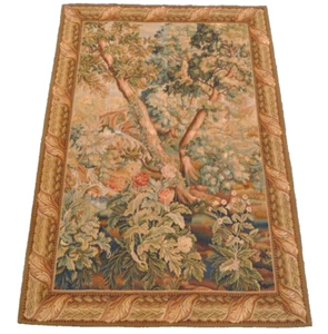 Hand-woven Aubusson Tapestry Antique Finish French Gobelins Verdure Wall Hanging - Picture 1 of 15