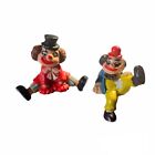 Vintage Plastic Clown Top Hats Funny Shelf Sitter Figurines Toys Lot Of 2
