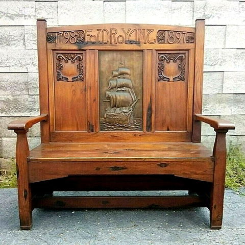 Arts Crafts Oak HMS Foudroyant Admiral Nelson Ship Nautical Bench Knox era Cover