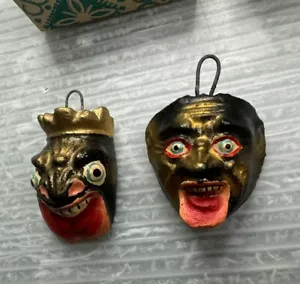 LOTTO ORNAMENTI maschera demone Noh tradizionale giapponese miniatura vintage/2 Omen Kabuki - Foto 1 di 15