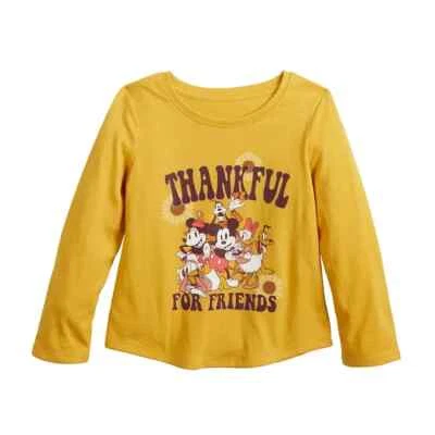 DISNEY MICKEY MOUSE & FRIENDS THANKFUL FOR FRIENDS GRAPHIC TEE Girls Size 6 - Image 1 of 4