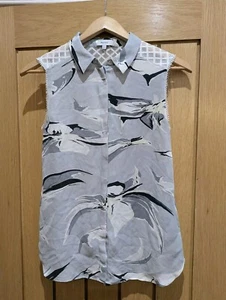 Reiss Bex Silk Sleeveless Floral Top Size UK 8 - Picture 1 of 7