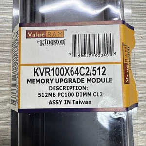 Vintage Kingston KVR100X64C2/512 512MB PC100 CL2 SDRAM DIMM RAM - Picture 1 of 5