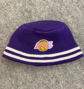 Los Angeles Lakers Mitchell & Ness Knucket Knit Bucket Hat Purple White UO x Cap - Picture 1 of 5