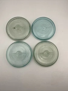 4 Barattoli di Latta Vintage Mason Coperchi Blu Verde - 2 Vetro Filo Cauzione 3/4". - Foto 1 di 5