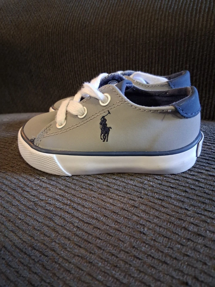 Polo Ralph Lauren Zapatos Niños 5 Holston Bajo Gris Azul Barco Causal Foto 1 de 4