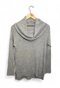 Suéter Lusso 100 % cachemir cuello capucha pulóver mujer talla pequeña gris jaspeado - Imagen 1 de 5