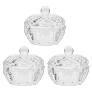 Taza de herramientas para arte en uñas pequeña caja de cristal con tapa plato monómero remojo 3 piezas - Imagen 1 de 12