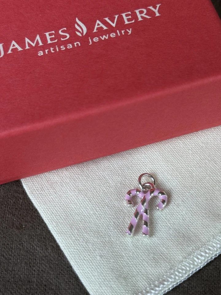 James Avery Edición Limitada Esmalte Rosa Bastones de Caramelo Dije Plata Nuevo en Caja Foto 1 de 4