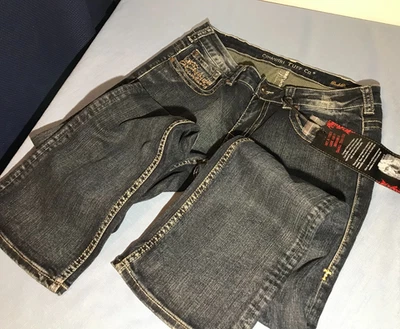 COWGIRL TUFF CO 'DARK DON'T FENCE ME IN' BARBED WIRE JEANS EMBROIDERED 33 X 33 - Image 1 of 4