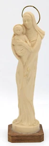 Madonna and Child Statue On Wooden Base Figurine Catholic Gift Mother Mary ~8.5" - Picture 1 of 15