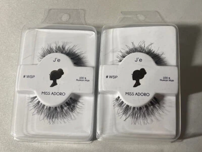 J’e False 100% Human Hair Eyelashes 2 Sets  #WSP  Ship USA - Image 1 of 2